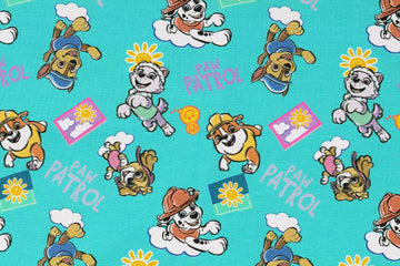 Stoffpaket Jersey + Bündchen, Paw Patrol, türkis, violett